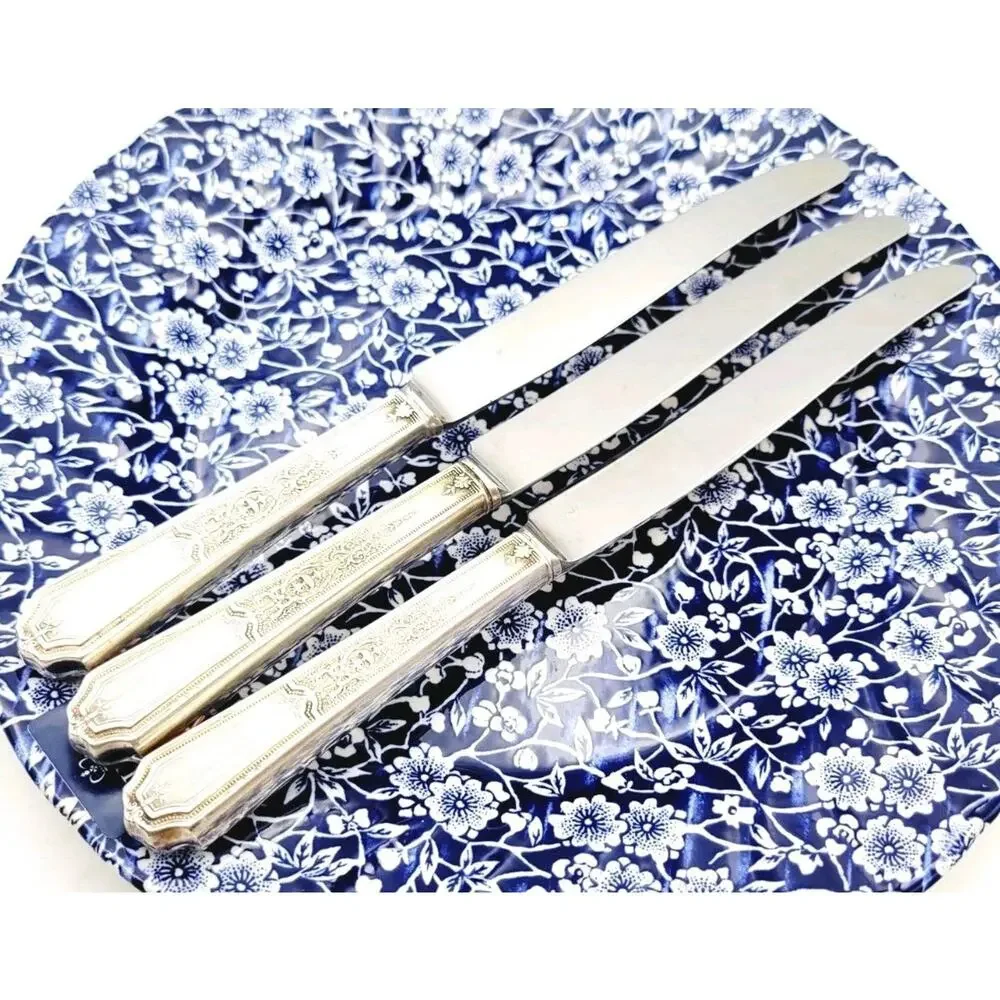 1847 Rogers Bros Ancestral Silverplate Set of 3 Dinner Knives Discontinued